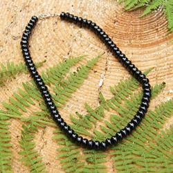 Karelian Heritage Shungite Beaded Necklace Chakra Balancing Vibrational Healing