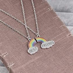 TTPAIAI 30 Best Friends Necklace for 3,BFF Teen Girls Gifts Cat Pendant Friendship Necklace Set, Childrens BFF Necklaces (Rainbow)