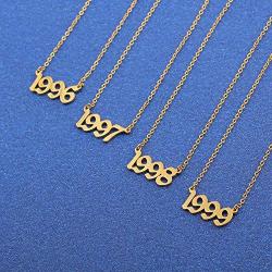 Ovian Birth Year Number Necklace for Women 18K Gold Plated Stainless Steel Birthday Pendant Necklace Memorable Anniversary Jewelry for Girls