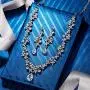 EleQueen Womens Austrian Cystal CZ Floral Wedding Bridal Teardrop Necklace Dangle Earrings Costume Jewerly Sets