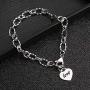 Heart Initial Chain Bracelet for Women Gifts 26 Letter Charms Bracelet Stainless Steel Link Bracelets Birthday Christmas Jewelry for Women Girl Teen