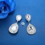 mecresh Clear/Gold Teardrop Austrian Crystal Bridal Dangle Earring