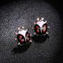 Cartoon Enamel Red Ladybug Beetle Stud Drop Earrings Statement Long Tassel Earrings Insect Jewelry for Women
