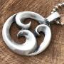 Tribal Surfer Maori Hawaiian Polynesian Jewelry Triple Koru Protection Amulet peace-tranquillity-personal growth-positive change-awakening Pewter Mens Pendant Necklace Charm for men Silver Ball Chain