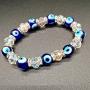 Homelavie Blue Eye Crystal Bead Bracelet Evil Eye Bling Stretch Bracelets Protection Good Lucky Amulet for Girls Women