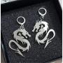 DAMLENG Charm Chic 80s 90s Chinese Dragon Hoop Earrings Cool Acrylic Dragon Totem Dangle Drop Earrings for Women Girls Unique Animal Jewelry