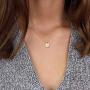 Disc Initial Necklaces for Women Girls, 14K Gold Filled Round Disc Double Side Engraved Hammered Initial Necklace Adjustable Personalized Alphabet Letter Pendant for Women Girls Jewelry Gifts