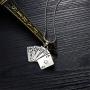 NC Punk Stainless Steel Playing Card Poker Tag Pendant Necklace for Women Men Girl Boy Lukcy Rock Ace of Spade Heart Royal Flush Games Chain Necklace Hip Hop Unisex Jewelry Gift