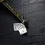 NC Punk Stainless Steel Playing Card Poker Tag Pendant Necklace for Women Men Girl Boy Lukcy Rock Ace of Spade Heart Royal Flush Games Chain Necklace Hip Hop Unisex Jewelry Gift