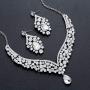 Hapibuy Crystal Bridal Wedding Necklace and Earrings Jewelry Set For Women and Brides