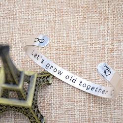 O.RIYA Valentines Day Gifts Jewelry Wifes Gift Lets Grow Old Together, Gift for Her, Valentines Day Wedding Gift, Custom Cuff Bracelet