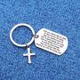 WUSUANED Christian Keychain May You Always Feel As Close to Jesus As You Do Today Cross Charm Keychain Religious Jewelry Christening Baptism Gift