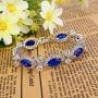 EVER FAITH Womens CZ Austrian Crystal 7 Marquise-Shape Flower Tennis Bracelet Silver-Tone