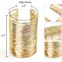QTMY Alloy Metal Gold Thin Thread Wire Open Cuff Wide Bracelet Bangle