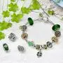 Murano Glass .925 Sterling Silver Core Translucent Floral Green Black White Flower Spacer Charm Bead Fits European Bracelet For Women Teen Murano Glass .925 Sterling Silver Core Translucent Floral Green Black White Flower Spacer Charm Bead Fits European Bracelet For Women Teen