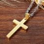 Cupimatch Mens Stainless Steel Religious Bible Lords Prayer Cross Pendant Necklace, 22'' Chain