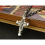 LOLIAS 5MM Stainless Steel Cross Pendant Necklace Men Byzantine Chain Necklace 22-30 Inches
