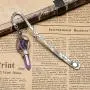 MANIFO Vintage Silver Bookmark with Healing Crystal Gemstone Pendant Charm (Amethyst) MANIFO Vintage Silver Bookmark with Healing Crystal Gemstone Pendant Charm (Amethyst)