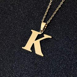 Fashion Initial Letter Pendant Necklace Stainless Steel Gold Color Mens Womens Custom Capital Letter Name Necklace Personalized Jewelry Gift