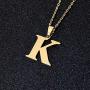 Fashion Initial Letter Pendant Necklace Stainless Steel Gold Color Mens Womens Custom Capital Letter Name Necklace Personalized Jewelry Gift