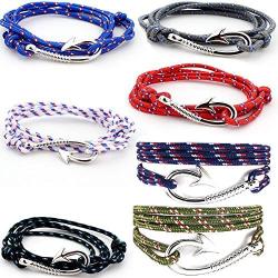 Fashionsupermarket 5-10pcs Nylon Rope Wrap Military Camouflage Nautical Fishook Bracelet, DIY Bracelet,Anklet,Necklace,32 Inch