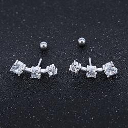 16g Sparkling Cubic Zirconia Stainless Steel Stud Earrings Tragus Helix Conch Cartilage Ear Piercing