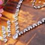 EVER FAITH Wedding Flower Leaf V-Shape Clear Pave Full Zircon Jewelry Set Austrian Crystal