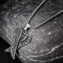 Herinos Stainless Steel Long Pendant Necklace Chain for Men Women Retro Wings Cross Feather Skull Herinos Stainless Steel Long Pendant Necklace Chain for Men Women Retro Wings Cross Feather Skull