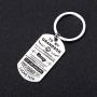NOVLOVE Inspirational Keychain Dog Tag Pendant Keyring i wish you the strength to face challenges Grandson Gifts from Grandma Grandpa with birthday and Christmas gift, White