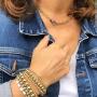 HAIAISO 14K Gold Plated Bead Ball Bracelet for women, Stackable Adjustable Elastic Beaded Bracelet for Women Girls Jewelry Gift