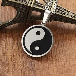 JSEA Stainless Steel Yin Yang Puzzle Piece Pendant Necklace for Women Men