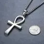Mens Stainless Steel Large Coptic Ankh Cross Religious Pendant Necklace, 24'' Link Chain, aap107 Mens Stainless Steel Large Coptic Ankh Cross Religious Pendant Necklace, 24'' Link Chain, aap107