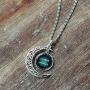 JczR.Y Hollow Crescent Constellation Necklace Pendant Time Gemstone Luminous Glow Long Sweater Chain Necklace Jewelry Fashion