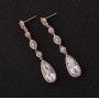 SWEETV Long Pear-Shaped Wedding Birdal Earrings for Brides, Bridesmaids, Crystal Chandelier Dangle Drop Earrings for Women Prom