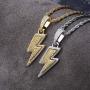 Moca Jewelry Iced Out Lightning BoltPendant Necklace 18K Gold Plated Bling CZ Zircon Simulated Diamond Hip Hop Rapper Chain Necklace for Men Women