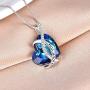 AOBOCO I Love You Jewelry Sterling Silver Blue Purple Heart Pendant Necklace Embellished with Crystals from Austria, Fine Anniversary Birthday Jewelry Gifts for Women