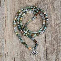 oasymala 108 Mala Quartz Beads Tiny Elephant Lucky Charm Wrap Bracelet Necklace Self Discovery Yoga Inspirational Jewelry