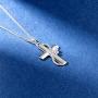 925 Sterling Silver Cubic Zirconia Faith Hope Love Cross Pendant Necklace for Women Teen Girls Christian Birthday Gift