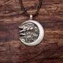 HAQUIL Viking Jewelry Wolf and Raven Pendant Leather Cord Necklace for Men and Women, 19.7'' HAQUIL Viking Jewelry Wolf and Raven Pendant Leather Cord Necklace for Men and Women, 19.7''