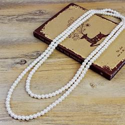 BeautyMood 2 Pcs Pearl Necklace, Stylish Long Pearl Chain for Clothing, Clothing Accessories Bead Accessories