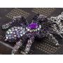 Alilang Synthetic Jet Black Czech Crystal Rhinestones Tarantula Spider Insect Bug Pendant Necklace