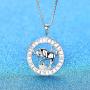 YL Constellation Necklace 925 Sterling Silver Zodiac Jewelry Astrology Disc Horoscope Pendant 18K White Gold Plated,Box Chain