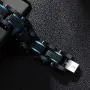Holizaly Mens Stainless Steel Two Tone Square Link Bracelet, Black and Blue Ion Plated Black Holizaly Mens Stainless Steel Two Tone Square Link Bracelet, Black and Blue Ion Plated Black