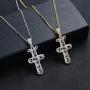 LKV Cactus Jack Cross Pendant Gold Plated Brass Necklace Iced Out Cubic Zircon Hip Hop Jewelry