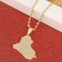 Stainless Steel Fashion Iraq Map Pendant Necklace Gold Color Map Of Iraq Jewelry