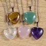LPBeads 5 Pieces Heart Shape Natural Stone Necklace Chakra Beads Charms Crystal Heading Chakra Stone Pendants Assorted Color LPBeads 5 Pieces Heart Shape Natural Stone Necklace Chakra Beads Charms Crystal Heading Chakra Stone Pendants Assorted Color