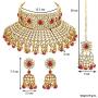 Aheli Ethnic Kundan Pearl Bridal Choker Necklace Earrings with Maang Tikka for Women Girls Indian Traditional Bollywood Fashion Jewelry Set