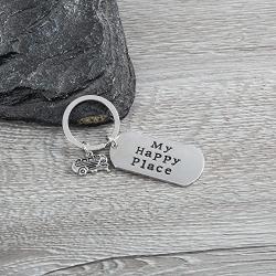 Infinity Collection Happy Camper Keychain, Retro RV Camper Gift, My Happy Place Key Chain, Camper Jewelry Gift for Men and Women