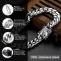 Jewelry Kingdom 1 Mens Necklace or Bracelet, 12MM Silver Cuban Link Chain for Mens Jewelry, Miami Chain Necklace for Women, High Polished 316L Stainless Steel(Length of 7-30inches)