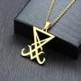 FAANCU Satanic Pendant Necklaces Sigil of Lucifer Leviathan Cross Seal of Satan Symbol Stainless Steel Necklace Chain, 20/24inch